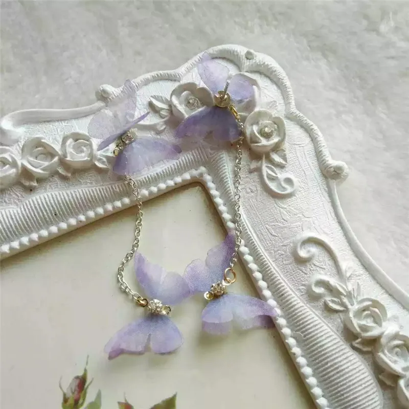 2cm 5pcs/bag 7colors Tulle Translucent Cloth Butterfly Wings Diy Earring Material Accessories Ladies Ear Clip | Украшения и