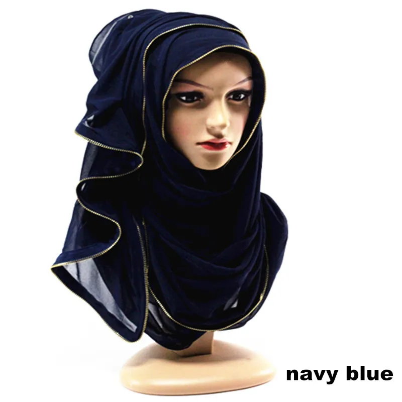 2017 металлическая молния хиджабы bubble шифон мусульманский хиджаб тюрбан