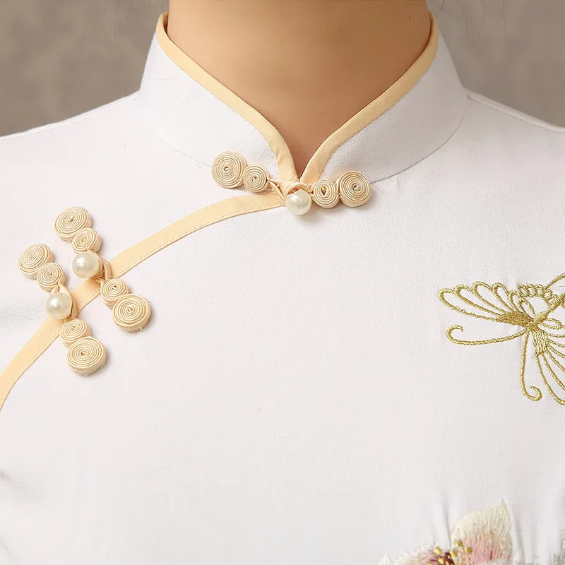 Женский Чонсам Qipao летнее вечернее платье с цветочным принтом и коротким рукавом