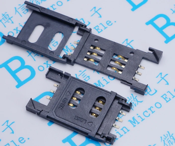 

60pcs SIM card clamshell mobile communications six-foot deck SIM card slot 6P