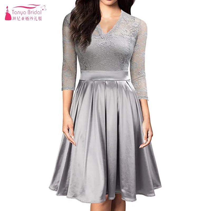 

TANYA BRIDAL Women's Lace Bridesmaid Dresses Three Quarter Formal Wedding Party Dress 2019 robe de soiree JQ353