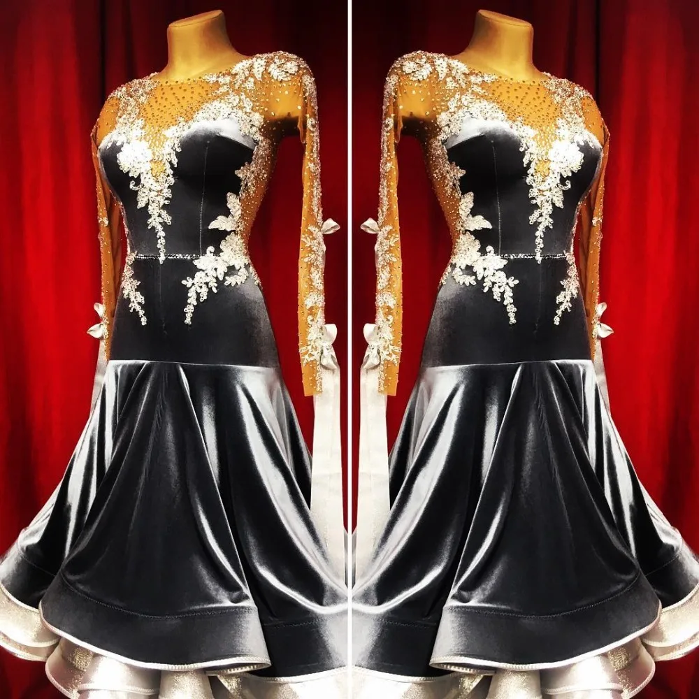 Платье для бальных танцев соревнований платье с открытой спиной стандартный