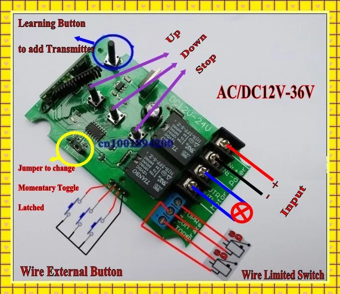 AC/DC12V 24V 36V мотор контроллер двигателя вперед обратный вверх вниз стоп ручной контроллер концевой выключатель терминал Мотор привод по проводу