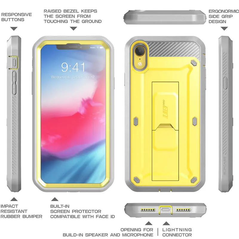 Чехол SUP, цветной чехол для iPhone XR, чехол 6," UB Pro, прочная кобура, чехол со встроенной защитной пленкой и подставкой