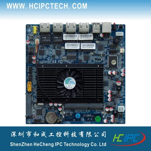 HCIPC 2063-1 LAN-HCM25L4-A - Материнская плата с Атом D2550, 4 гигабитными LAN, обходным подключением, 2 SATA, 6 USB 2.0, 1 COM, 1DDR3, VGA_H, 12V и поддержкой Firewall.