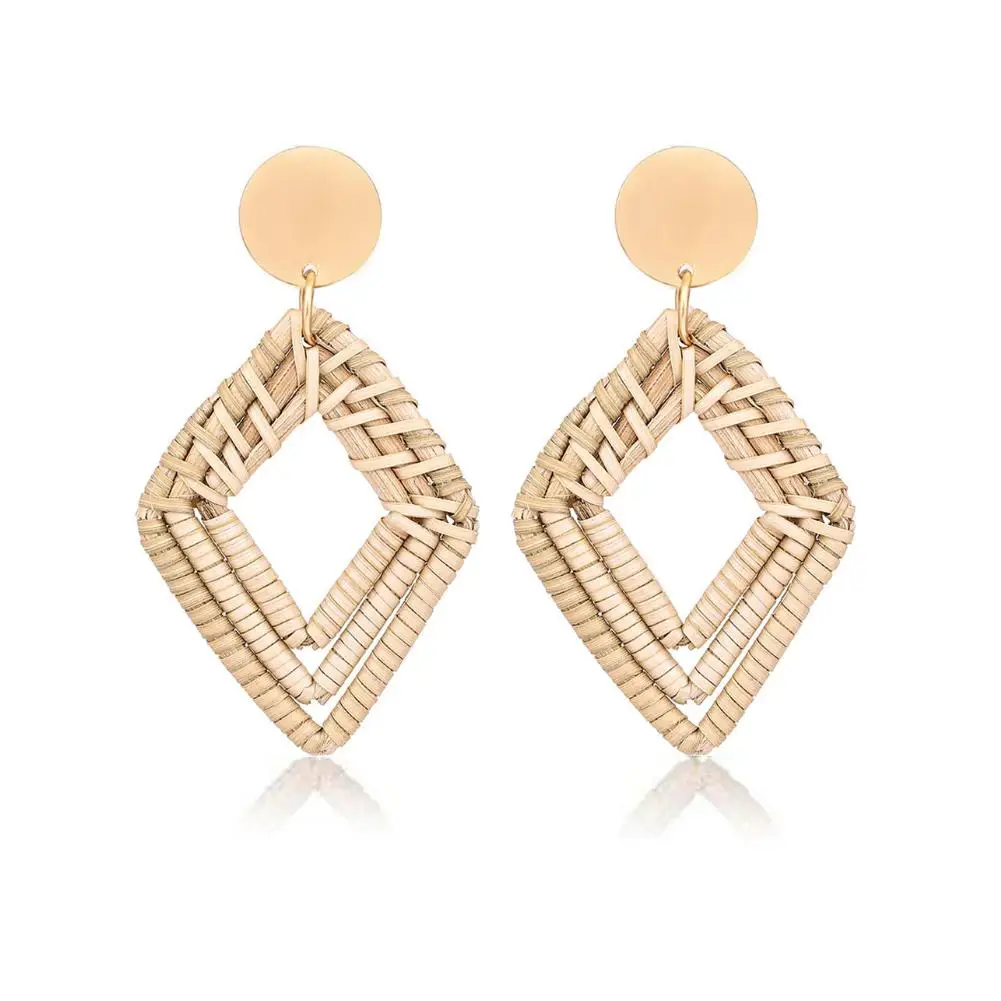Серьги в этническом стиле Ретро Геометрические Висячие плетеные серьги