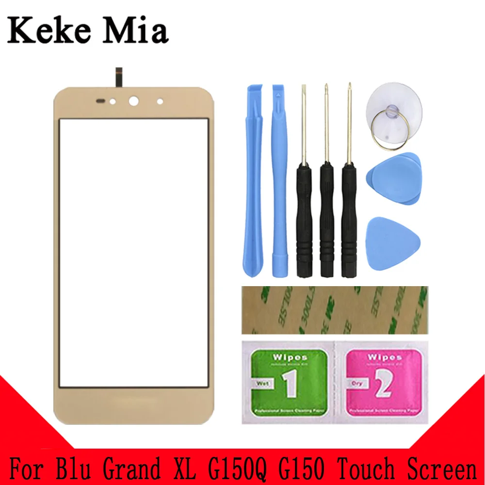 Gold With Tools Keke Миа 5," мобильный сенсорный экран для Blu Grand XL G150Q сенсорный экран сенсор дигитайзер Панель переднее стекло инструменты - Цвет: Gold With Tools