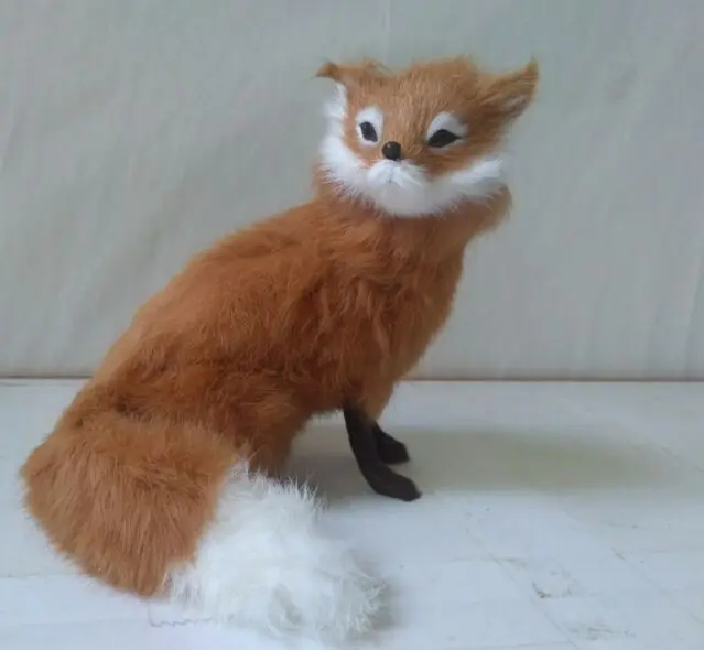 brown simulation fox toy plastic&ampfur sitting doll gift about 16x15cm | Игрушки и хобби