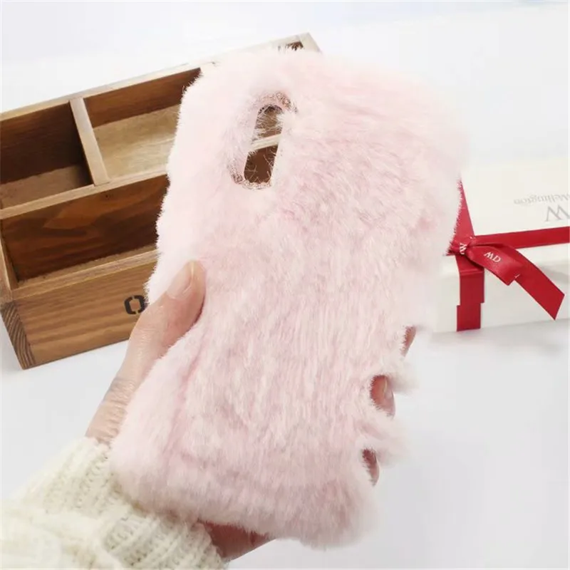 Rabbit fur hair Case For Huawei y9 2018 Y5 Y6 Prime Y7 pro 2019 V30 V20 V10 Honor 6c 20 9X 8X 7X 8A 6X 5a Cony Bunny Cover |