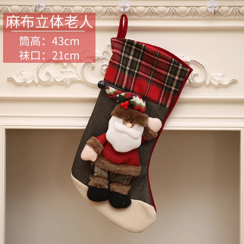 New 3pcs/set Christmas Stocking Santa Claus Snowman Reindeer Gift Ornament Socks Bag Tree Decoration Hot Sale | Дом и сад