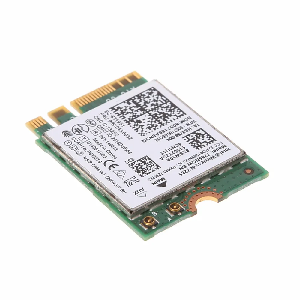 Для Intel Wireless N 7265 7265NGW BN Двухдиапазонная 2x2 Wi Fi Bluetooth 4 0 WiFi карта|Сетевые карты| |