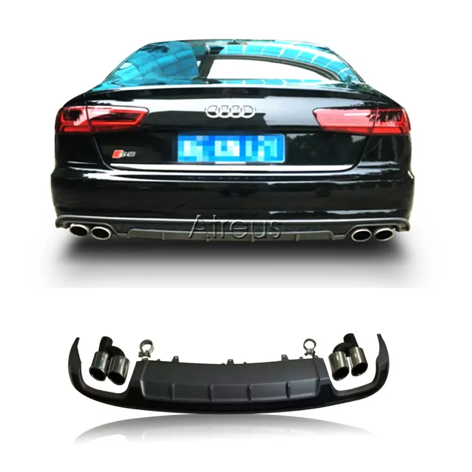 BOOMBLOCK для Audi A6 Sedan база 4 двери S6 Стиль задний бампер диффузор с хвостом Выхлопных PP Материал только FIT A6 бампер