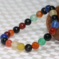 fashion natural stone agat onyx carnelian stone beads multicolor round beads 8mm bracelet for women charms jewelry 7 5inch b2025