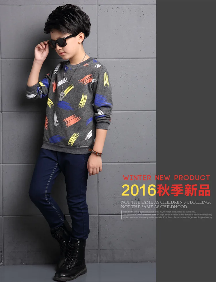 Лидер продаж, футболка с новым дизайном для мальчиков, брендовые Детские топы с длинными рукавами, хлопковая детская одежда, размер 5-15