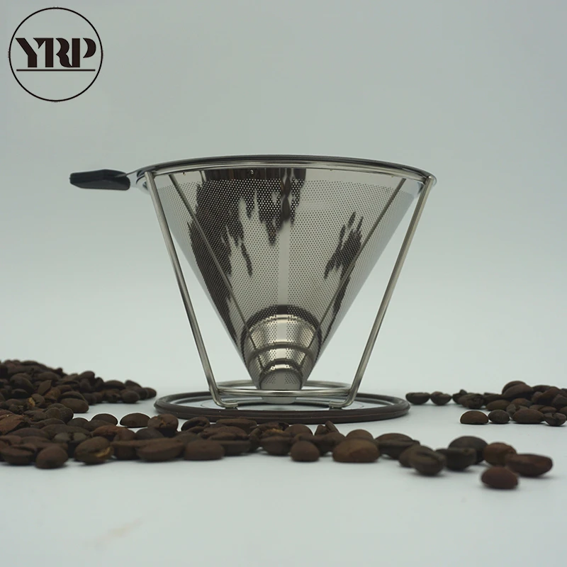 YRP V60 нержавеющая сталь конический кофейный фильтр капельница двухслойный