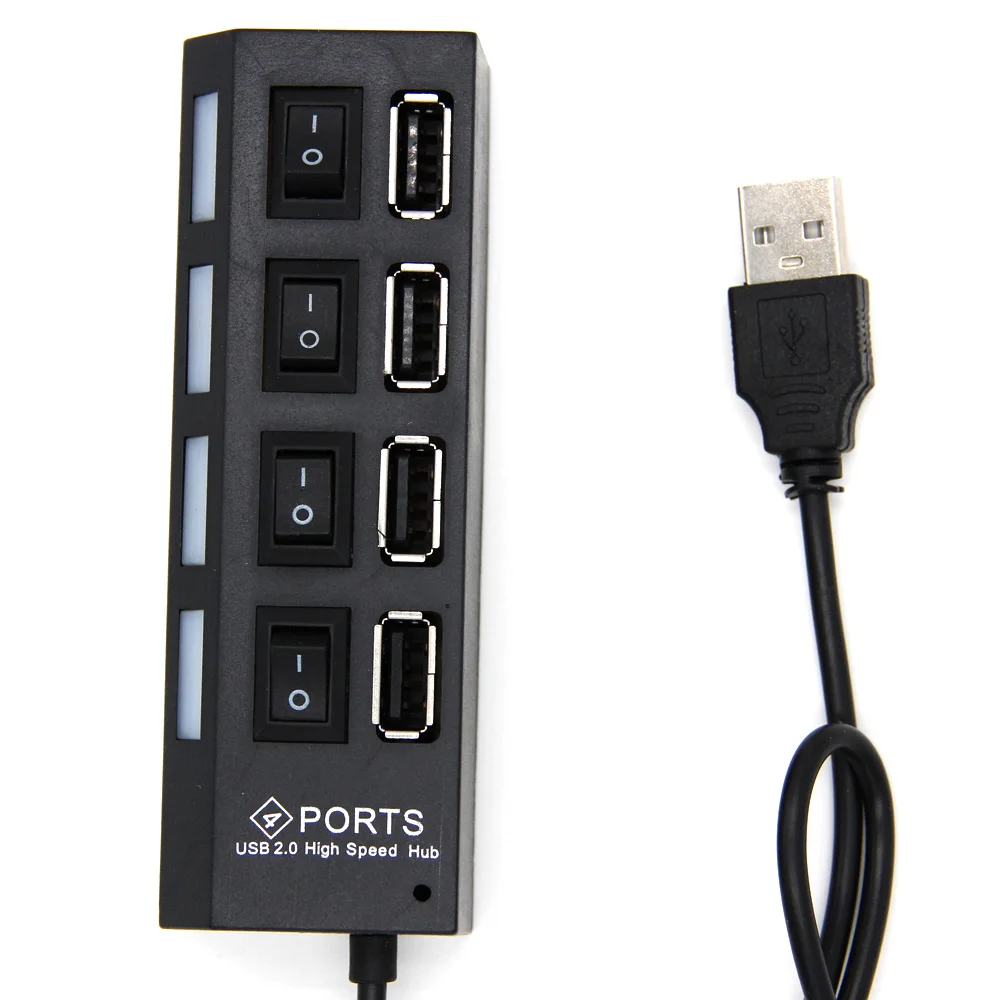 Мини USB 2 0 4 портовый usb хаб высокоскоростной концентратор сплиттер с выключателем