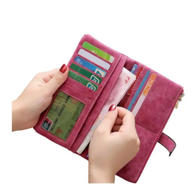 2018 твердый шнурок из нубука на молнии длинный женский кошелек Роскошный чехол