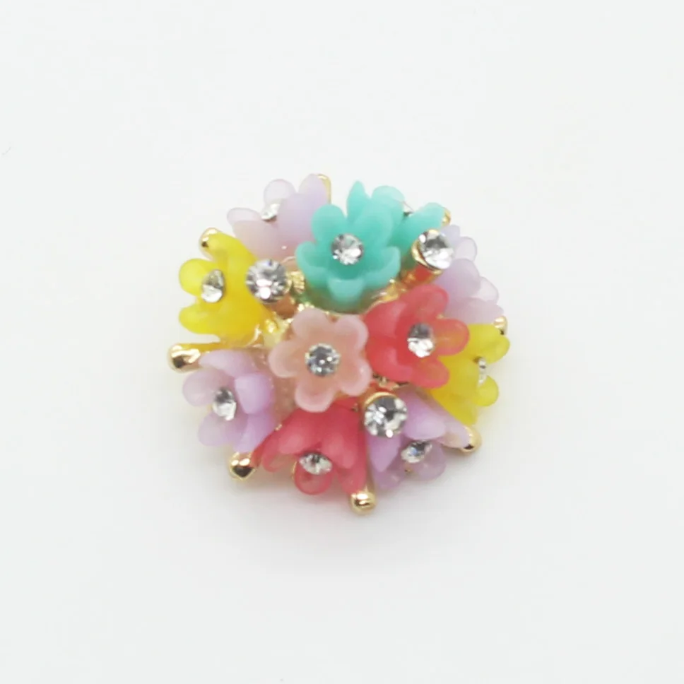 Multicolor Новинка! 5 шт./лот 20 мм круглые полимерные Цветочные пуговицы пуговица с прозрачными стразами хвостовик Швейные аксессуары для рукоделия - Цвет: Multicolor