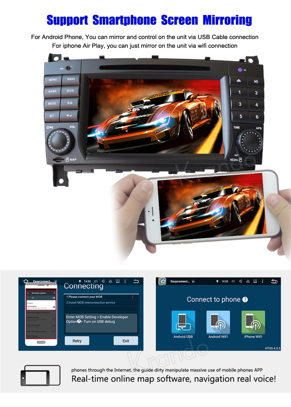 Krando 7 &quotAndroid 9 0 Автомобильная навигационная и мультимедийная система для Benz C Class
