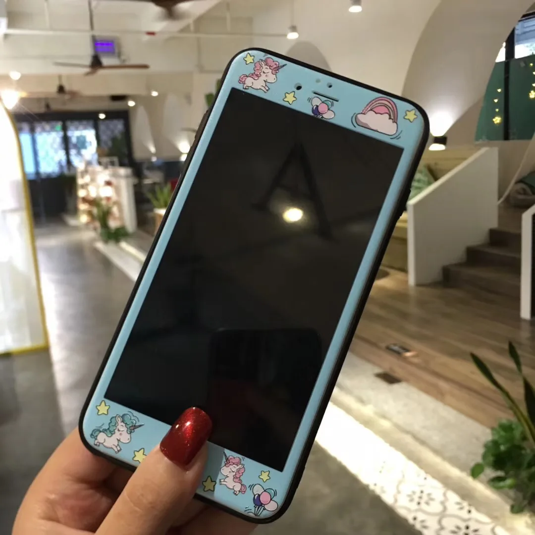 Закаленное стекло с милыми рисунками для iphone XR 7 8 plus 9H 3D Edge Защитная пленка экрана