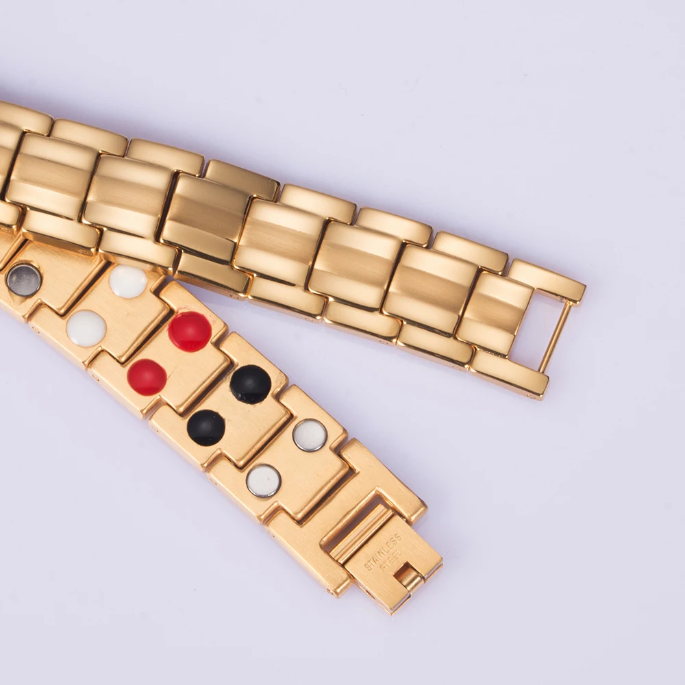 Мужской Магнитный Браслет Vinterly золотого цвета Энергетический для здоровья