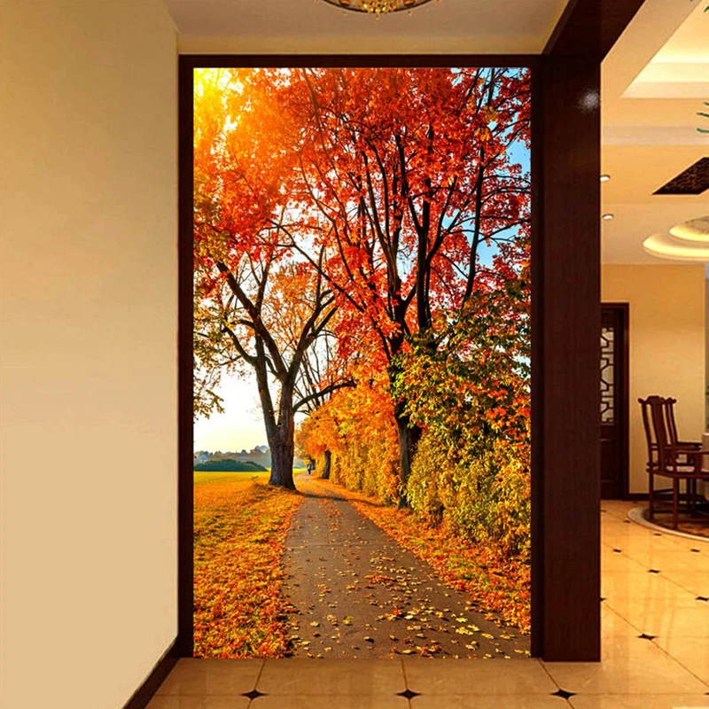 Фото обои красный клен лес природа пейзаж 3D настенные фрески отель Гостиная вход фон для зала стены Papel де Parede 3D
