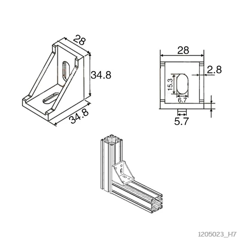 10 шт. 3030 4040 2028 крепежный угол 30x30 L соединитель алюминиевая угловая Скоба шарнирная Скоба 34,8x34,8x28 мм