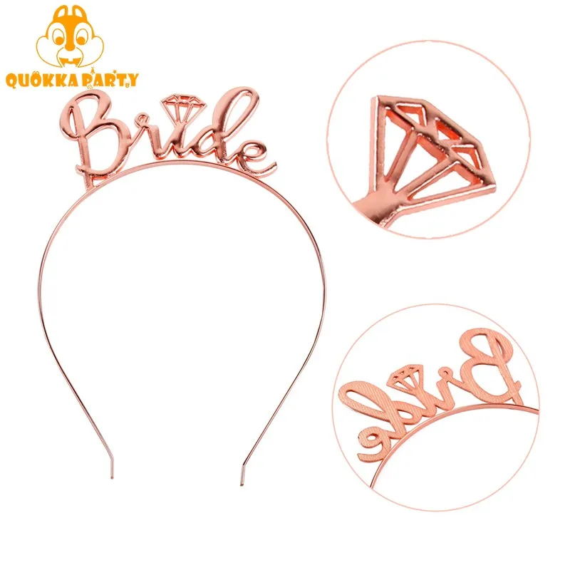 Пояс для невесты из розового золота атласная лента с свадебным украшением