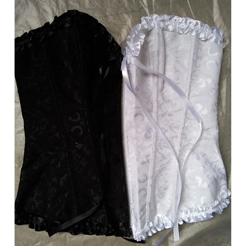 Черно-белый корсет на молнии спереди плиссированная отделка | Женская одежда