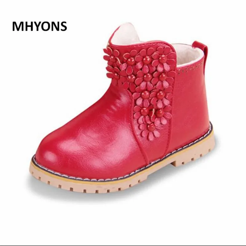 MHYONS/ модные ботинки для девочек детская обувь милые детские ботинки из искусственной кожи удобные мягкие ботинки martin для девочек Размеры 26-35