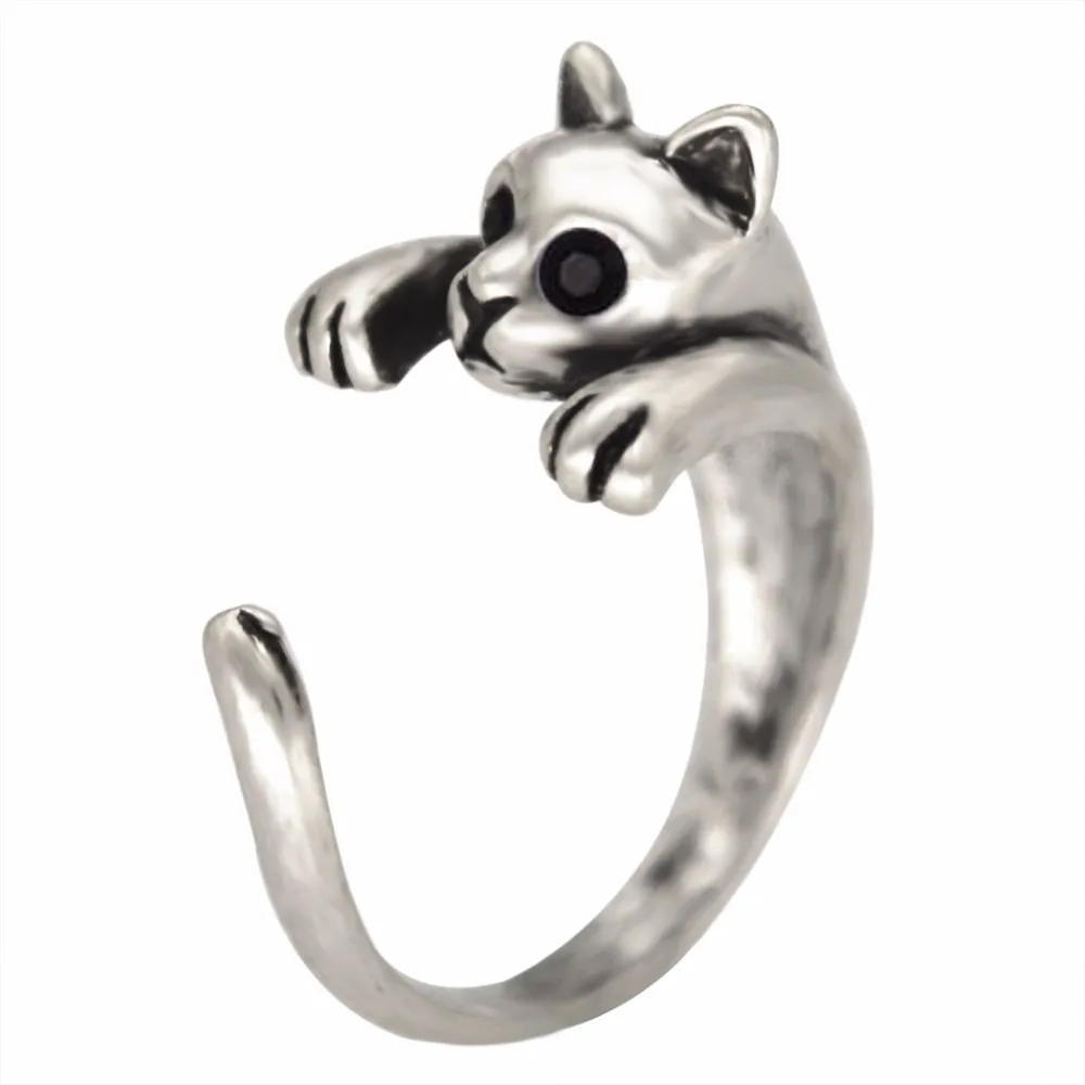 Kinitial 1 шт. кольцо старинная бронза для женщин Модный милый котенок с кошками