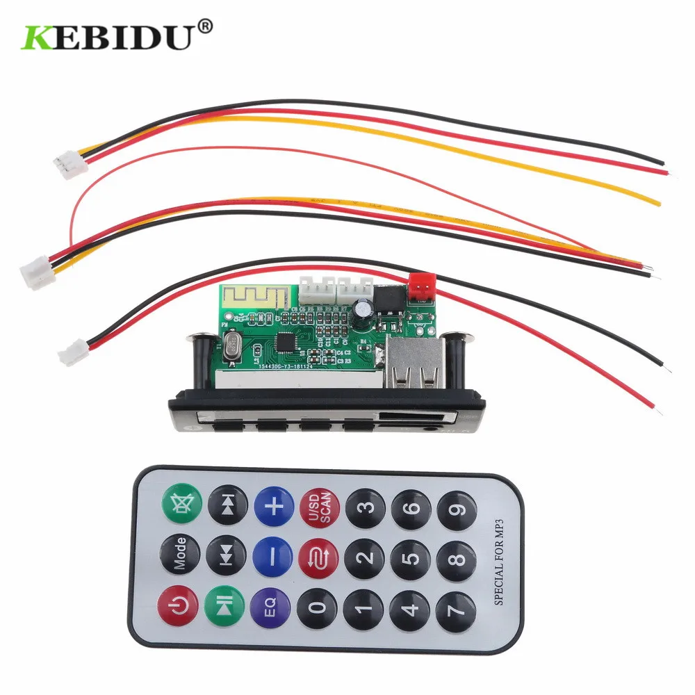KEBIDU DC 5 в 12 В Bluetooth 0 MP3 WMA WAV декодер плата беспроводной аудио модуль цветной экран USB