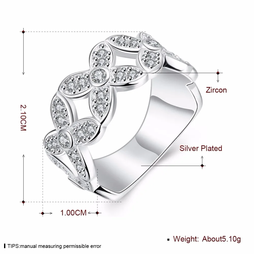 New rounded hollow shiny Wholesale silver plated ring 925 Fashion jewelry Silver Ring Women Square Simulated zircon Jewelry | Кольца