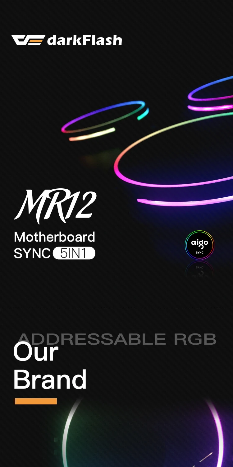 Darkflash MR12 aura sync компьютерный корпус ПК охлаждающий вентилятор RGB Регулировка 120 мм тихий ИК-пульт компьютерный кулер охлаждающий RGB корпусный вентилятор