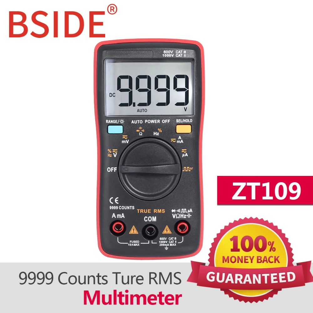 Профессиональный практичный Цифровой мультиметр BSIDE ZT109 9999 отсчетов True RMS