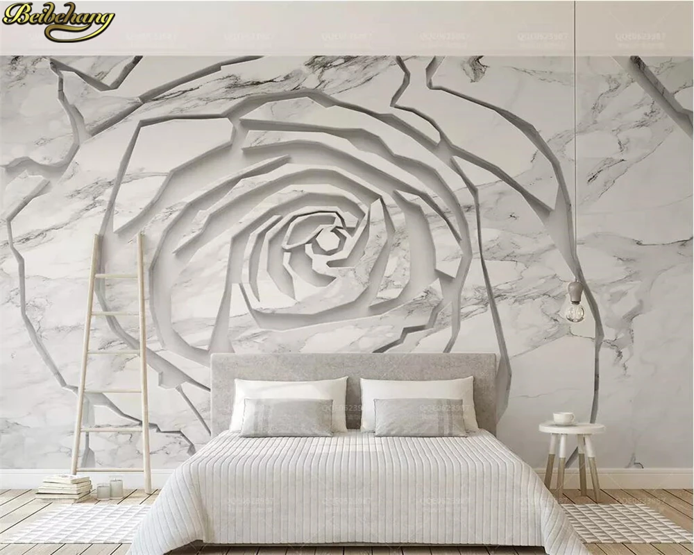 beibehang Custom photo wallpaper mural jazz white marble texture stitching 3d rose TV background wall papers home decor | Обустройство