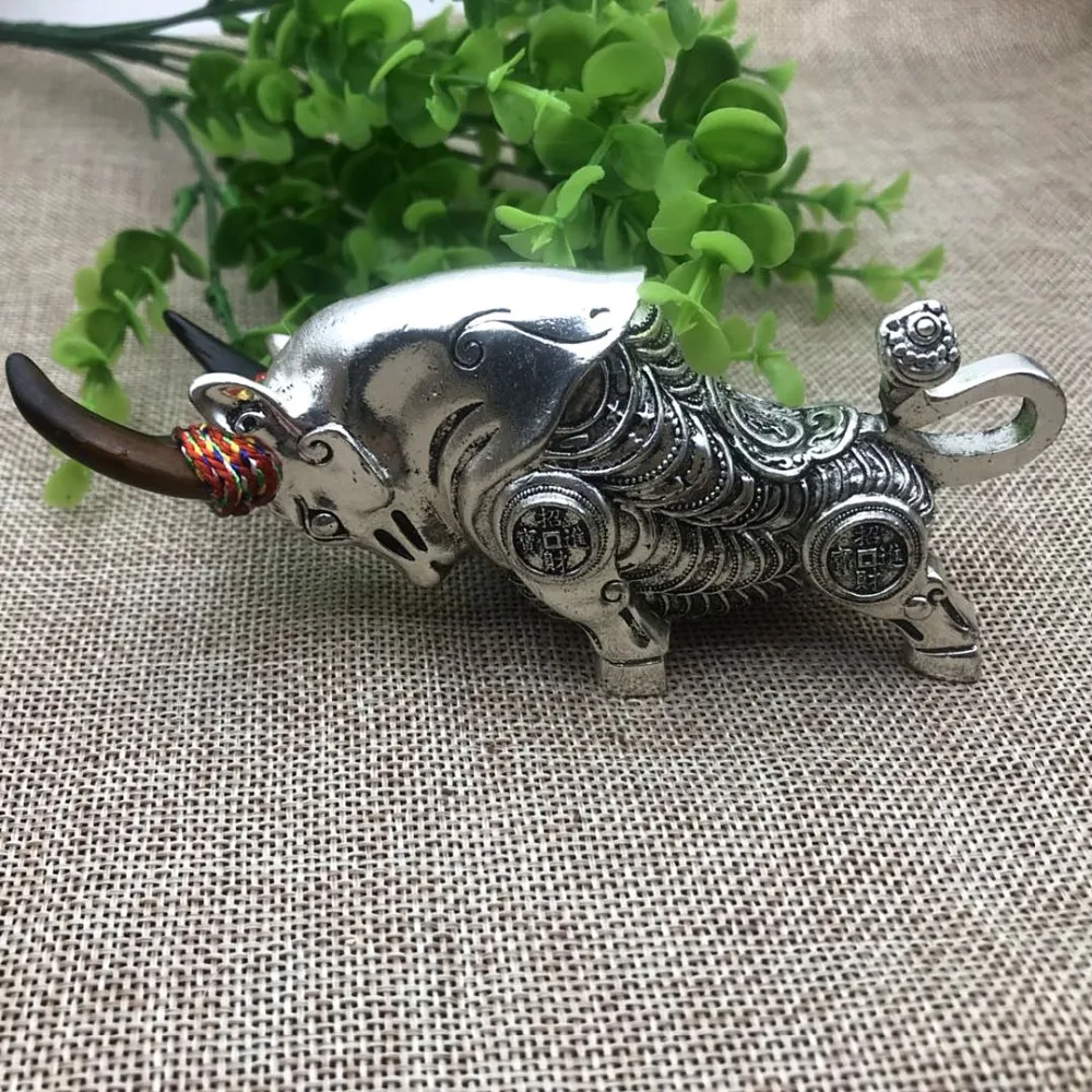 Коллекция старинной бронзы скульптуры зодиака коровы покрытое медью серебро