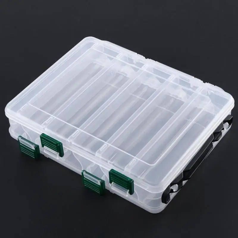 Double Sided 5+5 Compartments High Strength Transparent Plastic Fishing Box Lures Bait Storage Boxes Fishing Tackle Pesca