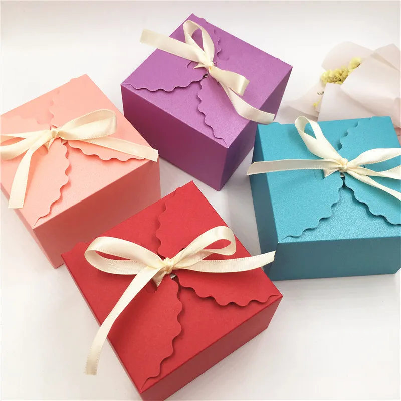 20 шт./лот бумажная коробка Подарочная + лента для детского праздника День Святого
