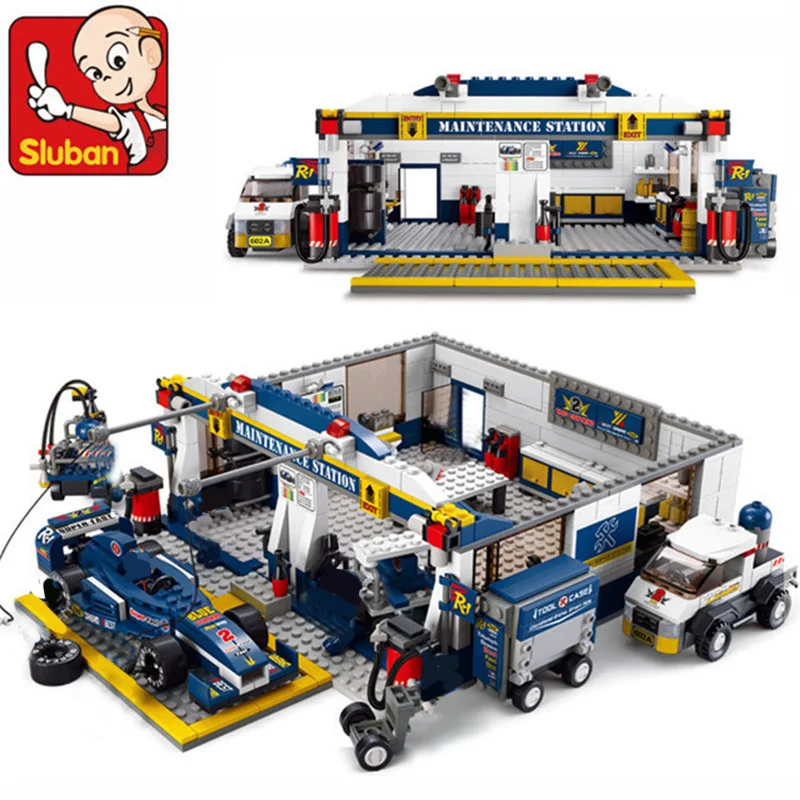 

Classic Sluban Building Blocks F1 Racing Combination Model Assembly Blocks Plastic DIY Bricks Toys For Children Gift