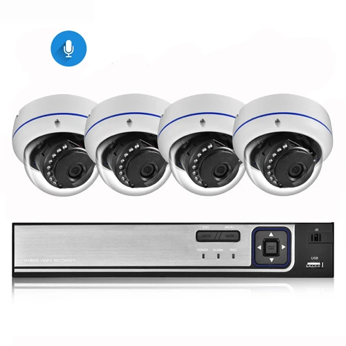 8CH NVR and 4 Camera AZISHN Взрывозащищенная H.265 8CH 4MP POE камера безопасности система NVR комплект аудио ip-камера Крытый Открытый видеонаблюдения NVR набор - Цвет: 8CH NVR and 4 Camera