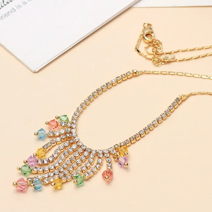 Neoglory Чехия Стразы аватриа кристалл светильник-желтого золота модные цепи