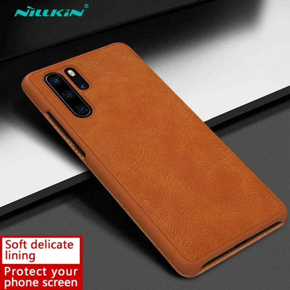 Brown Для huawei P30 Pro кожаный чехол NILLKIN Qin Серия Бумажник флип-чехол для huawei P30 Pro чехол из натуральной кожи чехол для телефона - Цвет: Brown