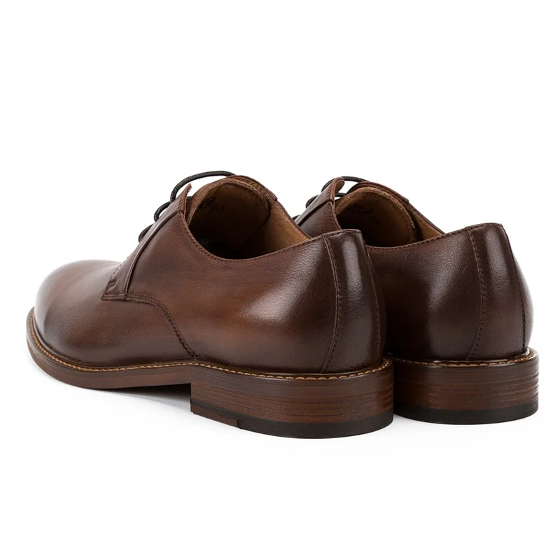 Туфли дерби мужские с круглым носком натуральная кожа на шнуровке классические