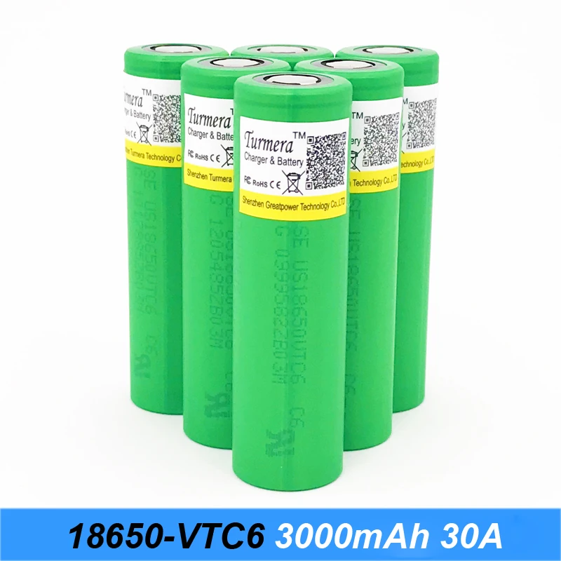 VTC6 3 7 V 3000 mAh литий ионная аккумуляторная батарея 18650 для US18650VTC6 30amp электронная