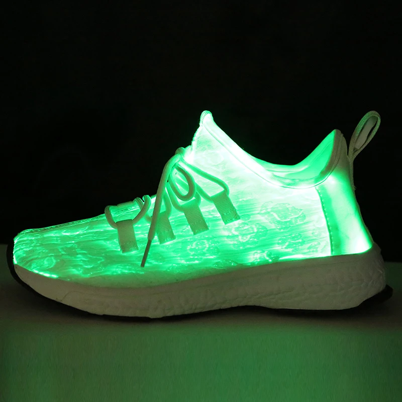 Большой Size25-46 Led волоконно-оптический обувь для девочек и мальчиков; размеры Для мужчин Для женщин USB зарядки светящиеся кроссовки, мужская легкая обувь на шнуровке Обувь для стрит-данса