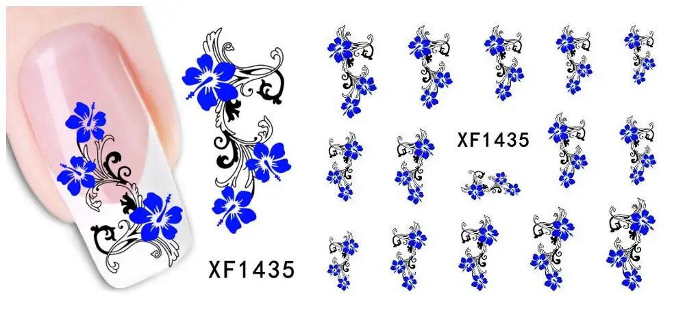 XF1435 30 стилей! Модный лак для ногтей, наклейки, цветочный дизайн, переводные наклейки для ногтей - Цвет: XF1435