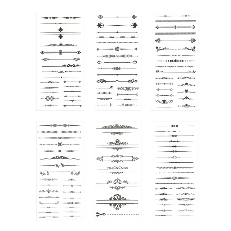 6 pcs/pack Black and white division line Stickers Set Decorative Stationery Scrapbooking DIY Diary Album Stick Label | Канцтовары для