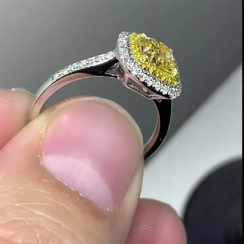 100% 18K 750Au Золотое желтое кольцо с бриллиантом моисанита d цвет национальным