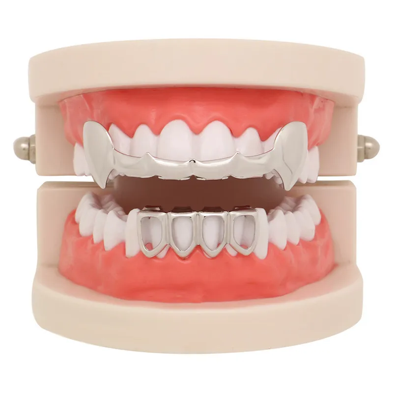 Mainlead хип хоп Grillz с верхними и нижними золотыми зубцами открытым лицом для вампира